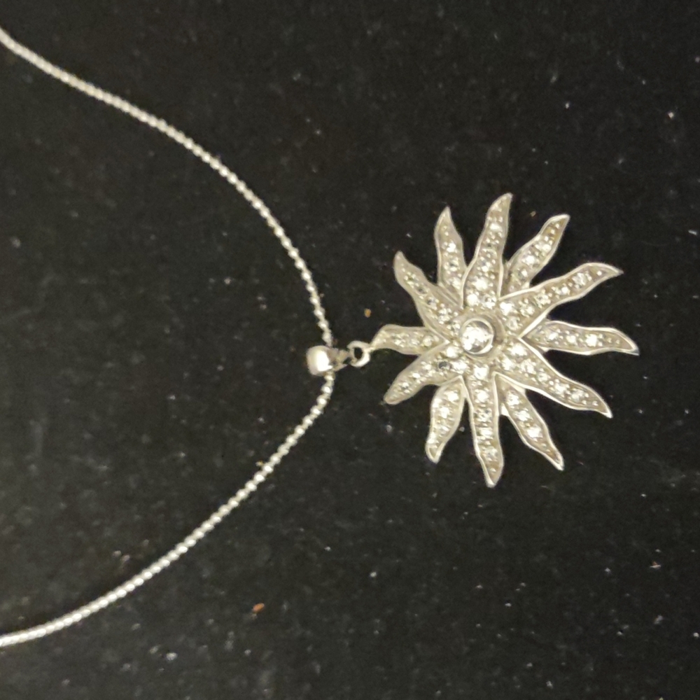 SALE WAS $36 NOW $22 WHITE TOPAZ SET IN 925 STERLING SILVER ON A ROLO CHAIN